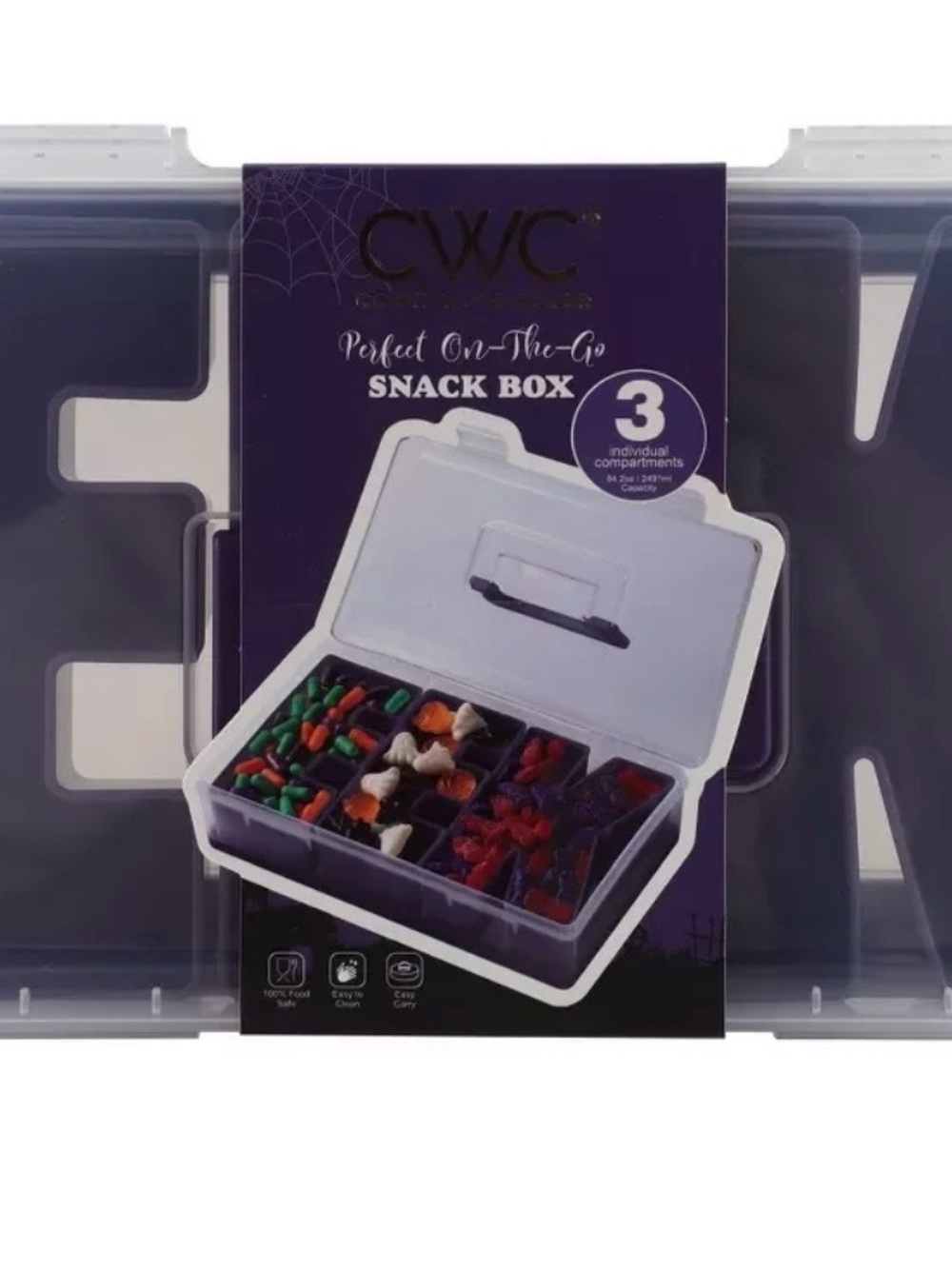 Purple Snack Box – 3-Compartment Food Storage